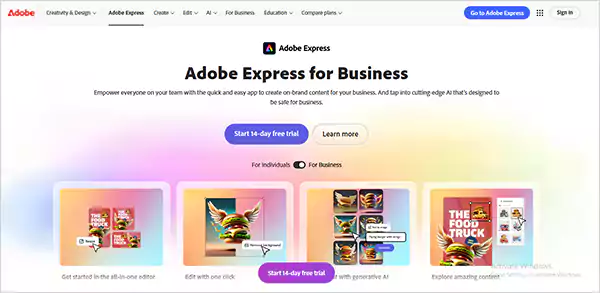 Adobe Express Homepage Image