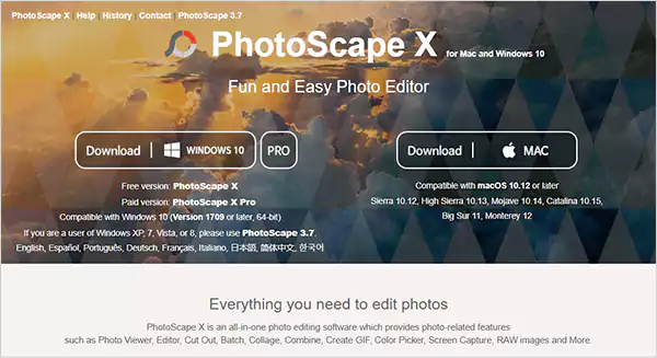 Photoscape X Homepage Image