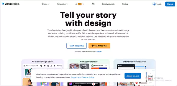 Vista Create Homepage Image