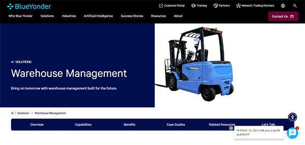 Blue Yonder Warehouse Management homepage