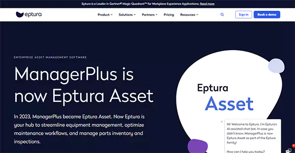 Eptura Asset Manager Plus homepage
