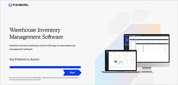 Fishbowl Warehouse homepage