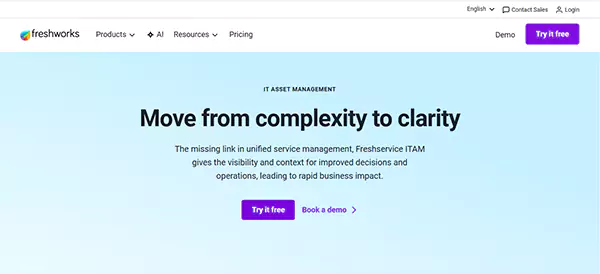 Freshworks Freshservice homepage