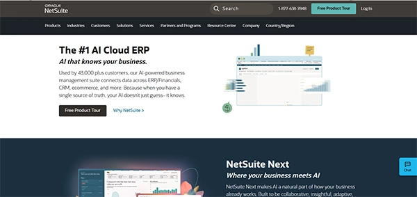 NetSuite WMS homepage