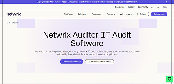 Netwrix Auditor Homepage