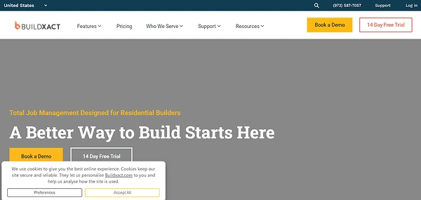 Buildxact Website Screenshot