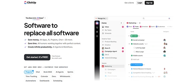 ClickUp Website Screenshot