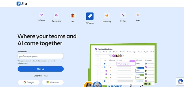 Jira Website Screenshot