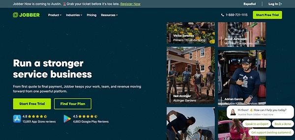 Jobber Website Screenshot