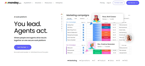 Monday.com Website Screenshot