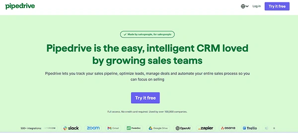 Pipedrive Website Screenshot
