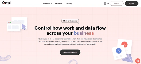 Qntrl Website Screenshot