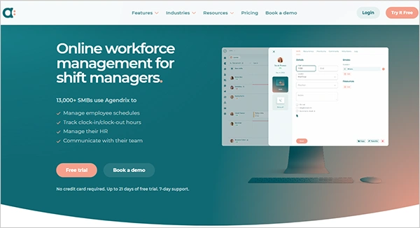 Agendrix website interface