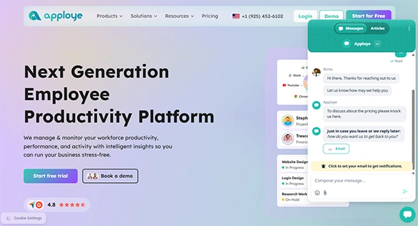 Apploye website interface