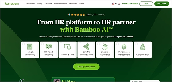 BambooHR website screenshott