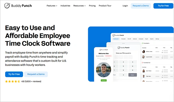 BuddyPunch software homepage interface