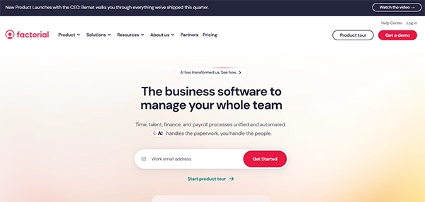 Factorial website screenshot