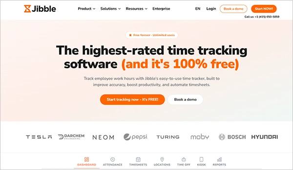 Jibble software interface