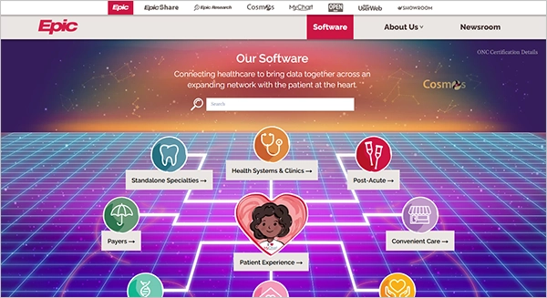 interface of EpicSystems website
