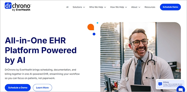 interface of the DrChrono website