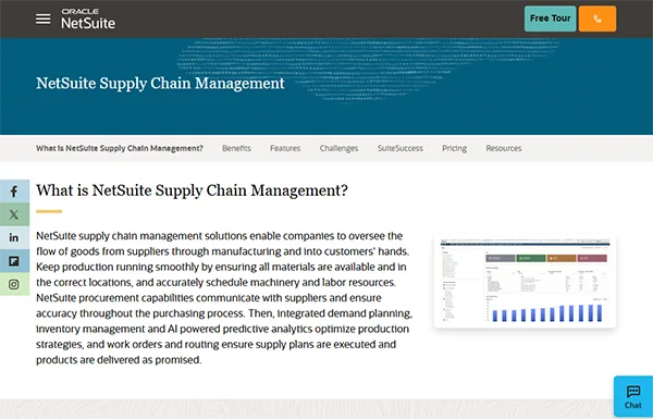 Interface of NetSuite software