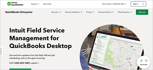 Intuit Field Service Management Website Screenshot