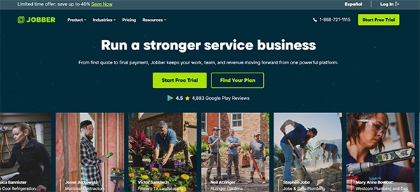Jobber Website Screenshot