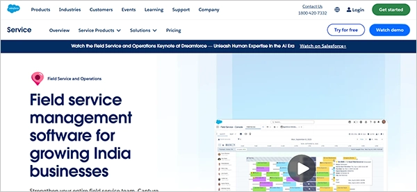 Salesforce field service website screenshot