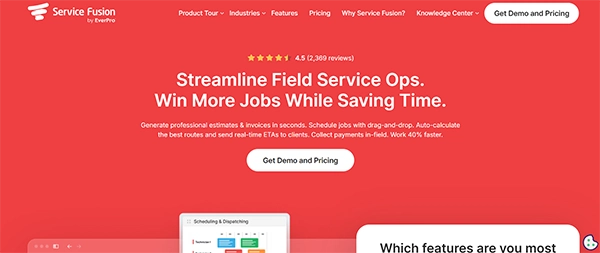 Service Fusion Website Screenshot