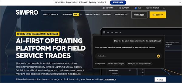 Simpro Website Screenshot