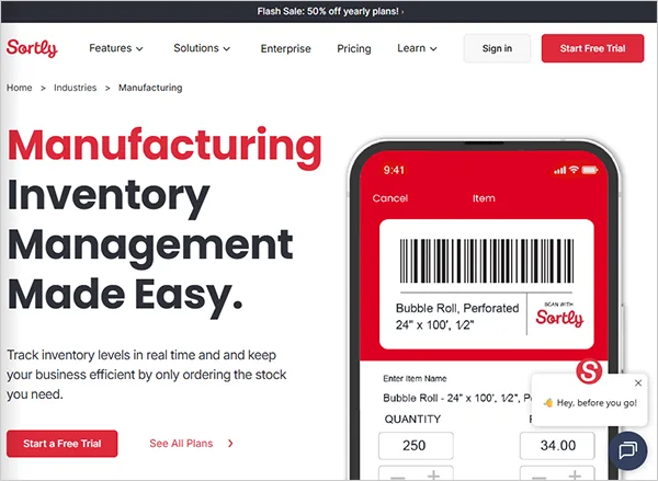 Sortly website interface
