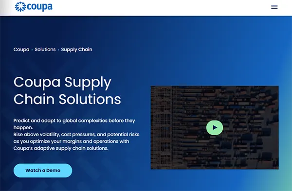 interface of Coupa'sofficial website